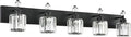 PRESDE 5-Light Crystal Bathroom Vanity Light Modern Matte Black Bathroom Lights Fixtures Over Mirror Wall Lamp for Over Mirror Bedroom Hallway