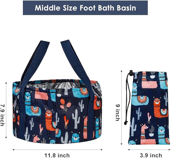 Collapsible Foot Bath Basin for Soaking Feet, Portable Foot Bath Tub Bag with Handles, for Adults and Kids, Pedicure Foot Spa Bucket for Outdoor Washing Camping Travel