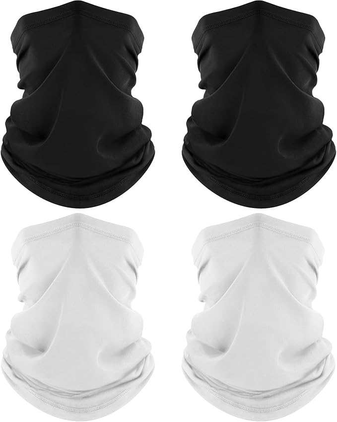 ROXUN 4 Pack Neck Gaiter, Cooling Breathable Face Mask UV Protection Scarf Hiking Bandana for Men/Women