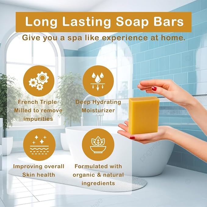 Simple Scents Australia Manuka Honey Scented Natural Soap Bars (5 Bars), 3.5oz Moisturizing French Triple Milled Soap Bars Enriched with Shea Butter - Pure Plant Oil Bath & Body