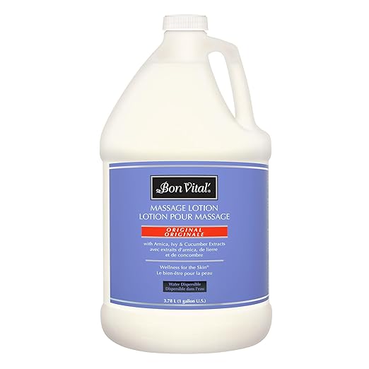 Bon Vital Original Massage Lotion, 1 Gallon Pail – Lightweight, Non-Greasy Formula for Massage Therapy, Moisturizes & Nourishes Dry Skin, Ideal for Clinics, Spas & High-Volume Use