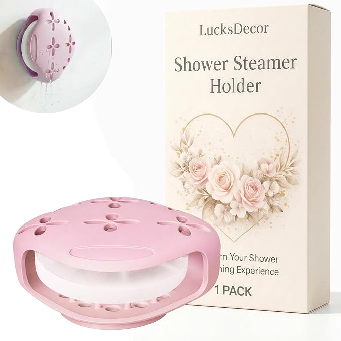 Shower Steamer Tray & Holder with Suction Cup – Non-Slip Silicone Molds for Aromatherapy Shower Steamers (1, Pink)