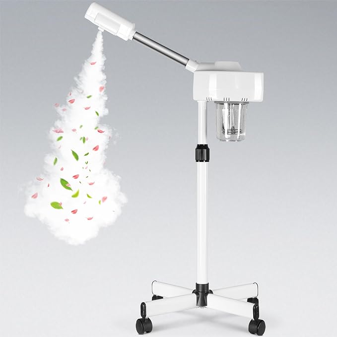 Nova Microdermabrasion Professional Facial Steamer On Wheels Ionic Ozone with Hot Mist Function Stand Facial Steamer for Personal Home Salon Spa Skin Cleaning