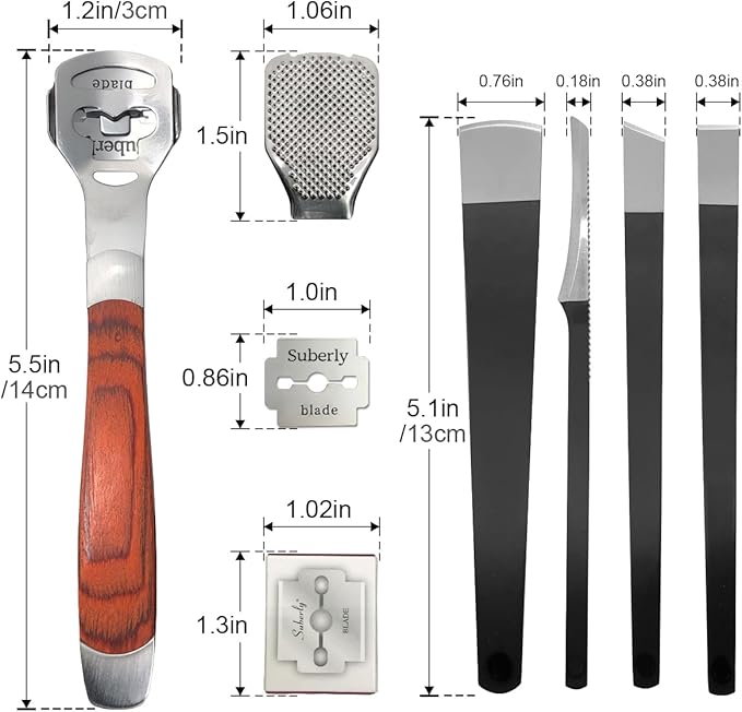 36 Pcs Callus Shaver for Feet Set, Foot Callus Shaver, (1 Stainless Foot File &1 Foot File Heads & 4 Pedicure Knife & 30 Replacement Slices Blades)