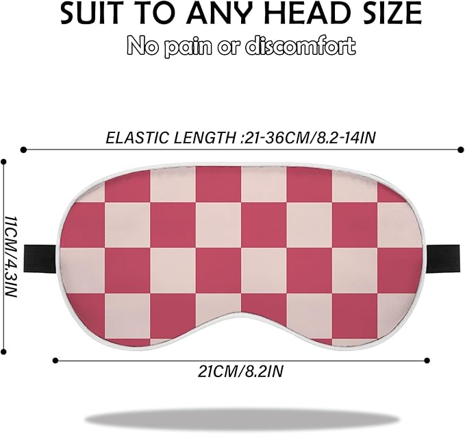 2 PCS Sleep Eye Mask Silk Sleeping Soft with Elastic Strap Eye Sleep Shade Cover for Cute Aesthetic Unisex Women Girls for Airplane Travel Nap-Cow Leopard Pink Check