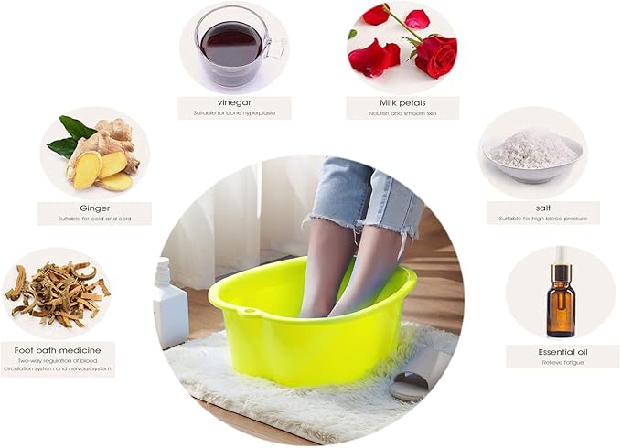 AXLOFO® Foot Soaking Bath Basin, Large Plastic Foot Soaking Tub, Feet Massage Feet Bath Bucket, Great for Getting the Dead/Old Skin Off Your Foots(yellowbasin)