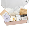 Natural Amor 8-Piece Spa Gift Set with Blanket – Self-Care Box with Lavender Body Butter, Soap, Candle – Blanket with Grey Ribbon Gift for Women, Birthday, Holiday