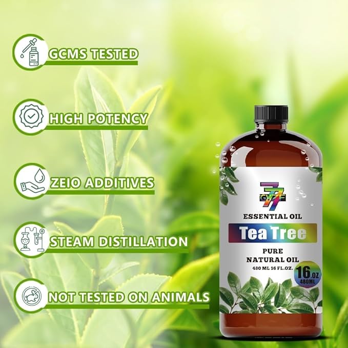 Tea Tree Essential Oil - GV77ZF Tea Tree Oils for Diffusers, Humidifiers, DIY Candles, Soap, Cleaning, Home, Office, Yoga, Massage, Gifts - 16 fl oz (480 ml)