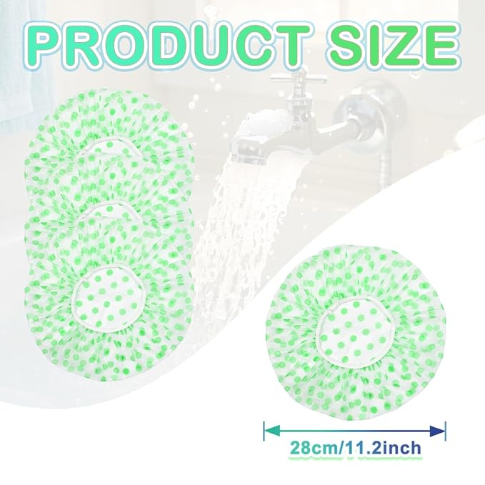 18 Pack Shower Caps for Women,Waterproof Reusable & Disposable Adjustable Bath Caps For Spa Long Hair Travel Saunas (Green)