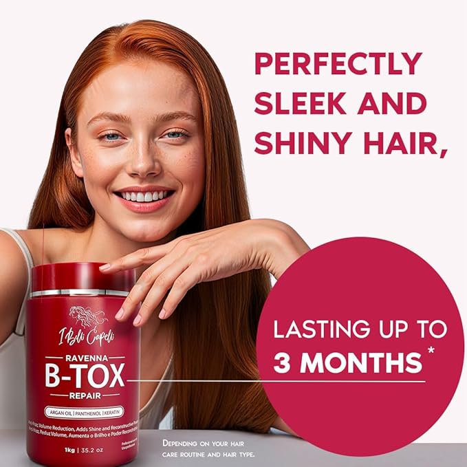 I Belli Capelli Ravenna Hair Treatment Kit- 1kg/35.2 oz B-tox Hair Mask + 300ml/10.1 fl.oz Anti-Residue Shampoo- Repair & Clarifying Shampoo for Longer Effect