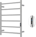 Heated Towel Racks for Bathroom, Wall Mounted Electric Towel Warmer Racks with Timer & Temperature Control, 6 Bar Stainless Steel Towel Heater for Bathroom, Brushed Silver, Plug-in