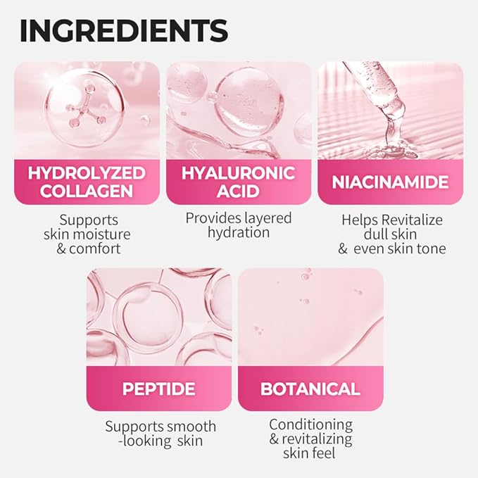 NEXTBEAU Collagen Hydrogel Face Mask (Pack of 4, 34g Each / 1.19oz) – Korean Masks with Hydrolyzed Collagen, Hyaluronic Acid, Niacinamide & Peptides (1Count (Pack of 4))