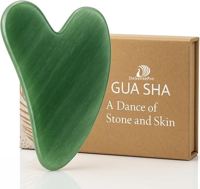 Jade Gua Sha Facial Tool - 100% Natural Xiuyan Jade Authentic Stone for Face Sculpting, Puffiness Relief, Lymphatic Drainage & Skin Glow