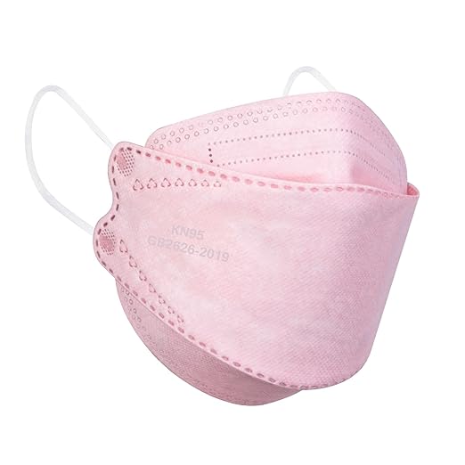 Borje KN95 Face Masks for Adults 50 Pack,5-Ply Pink Disposable Face Mask Against PM 2.5 Smoke & Dust, Filtration Efficiency 95%