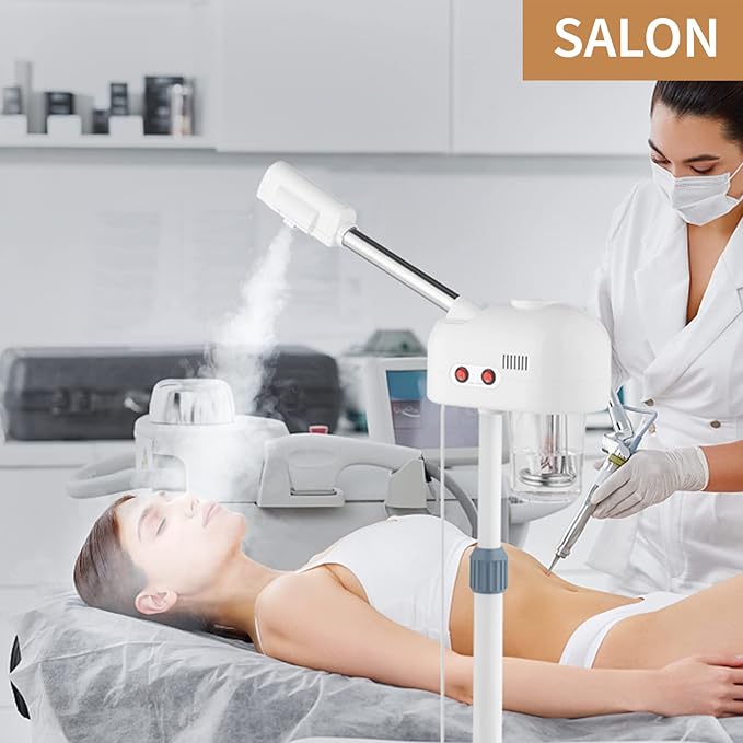 2 in 1 Facial Steamer with 3X Magnification Light, Deep Cleaning for Personal Skin Care, Beautician Steamer Professional Aromatherapy Humidifier Facial Spa Mist Steam