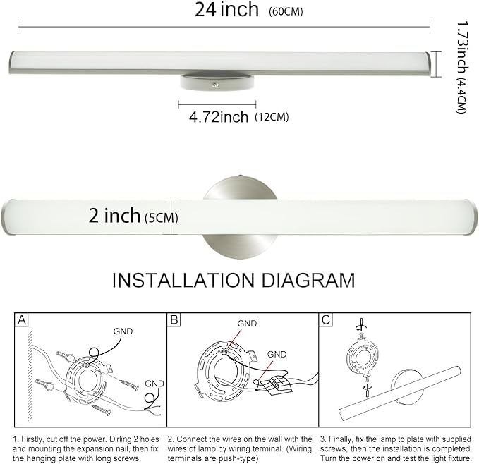 OOWOLF LED Bathroom Vanity Light, 16W 24inch Bathroom Lights Fixture,1600LM Led Vanity Lights Bar, 4000K Natural White Bath Wall Lighting Fixture Sconce Indoor, Vanity Light Fixtures Over Mirror