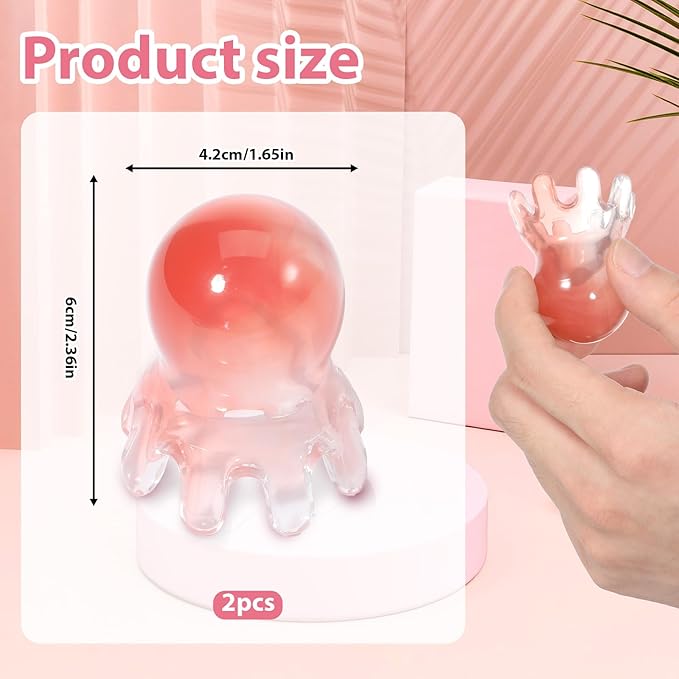2 Pcs Scalp Massager Tool, Head Massager Comb Point Massage Comb Head SPA Equipment Acupressure Tool Scalp Scratcher with 8 Unique Points, for Heads and Body Relaxation (Pink)