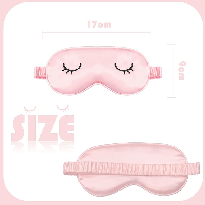 Cute Sleep Mask for Kids, 2 Pack Silk Sleeping Eye Cover Adjustable Mask Night Eyeshade Cover for Girls Boys Women Men Sleep Travel Nap Party Supplies