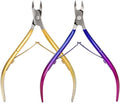 Cuticle Nippers Kit: Precision Nano-Coated Stainless Steel Cuticle Trimmer Remover for Fingernails and Toenails, Cutter for Manicure Pedicure, Nail Clippers Tools for Women (Gold+ Blue)