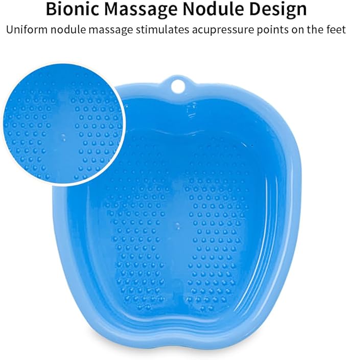 Foot Soaking Tub Sturdy Soaking Feet Bucket Large Size Foot Basin Thickened Massager Tub with Raised Massage Nodes Exfoliation Callus Pedicure Foots Spa Bath Bucket (2 PCS Blue)