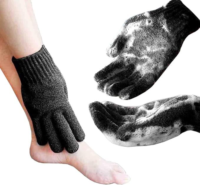 MIG4U Shower Exfoliating Scrub Gloves, Bathing Gloves Body Wash Dead Skin Removal Deep Cleansing Sponge Loofah for Women Men