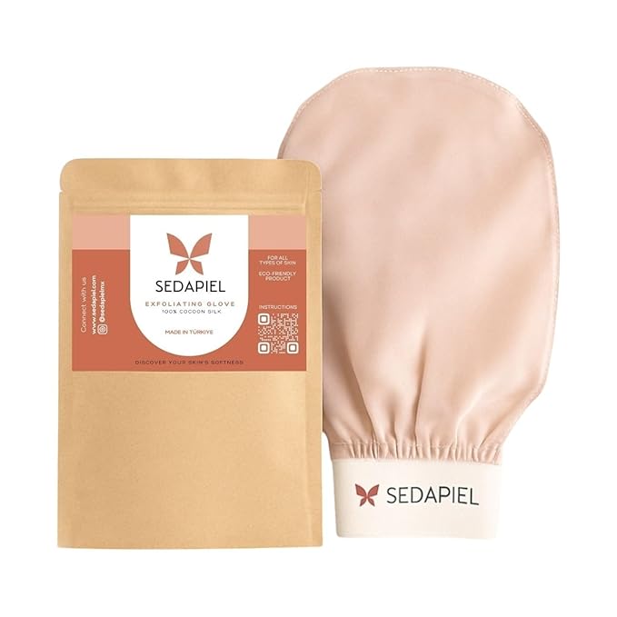 Turkish Silk Exfoliating Glove – Hammam Kese Mitt for Deep Dead Skin Removal – 100% Natural Cocoon Silk Body Scrub for Smooth, Radiant Skin – Reusable Spa Exfoliator by SEDAPIEL