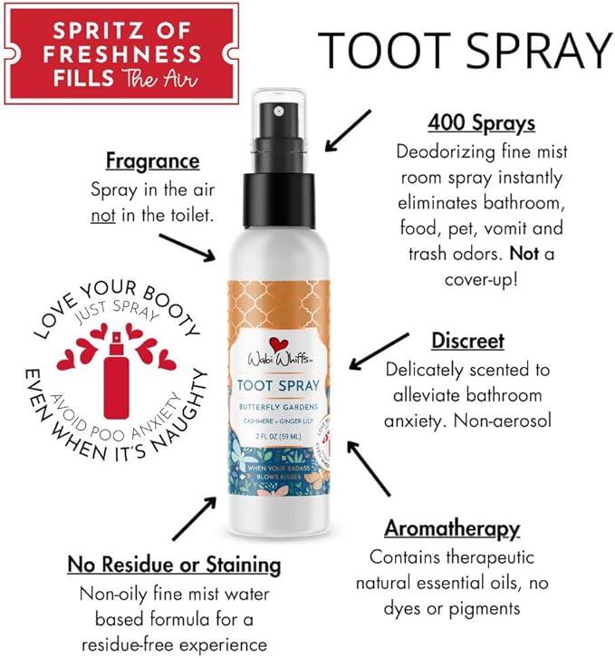 Wabi Whiffs Room and Bathroom Toot Sprays (Butterfly Gardens)