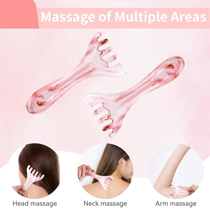 2 Pcs Head Massager Scalp Massager Tool, Six Claw Massage Comb, Multi-Functional Manual Gua Sha Tools Therapy Comb for Relieve Fatigue and Relax the Body（Amber）