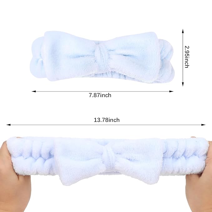 CIEHER 8 Pack Spa Headbands for Bachelorette Party Favors - Bride and Bridesmaid Skincare Makeup Face Wash Headbands in White & Blue