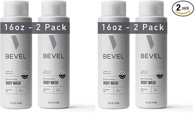 Bevel Moisturizing Body Wash for Men - Supreme Oak Scent with Shea Butter, Vitamin B, and Coconut Oil, 16 Oz(Packaging May Vary),2 Count (Pack of 2)