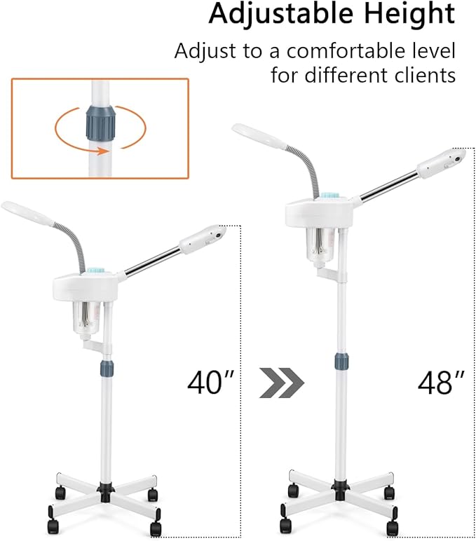 Artist hand Facial Steamer Professional 2 in 1 Hot Face Steamer with 5X LED Magnifying Lamp, Esthetician Face Steamer for Facial Deep Cleansing, Fast Heat Moisturizing for Beauty Salon Spa Home Use