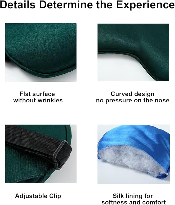 Sleep Mask, Silk Sleep Mask with Adjustable Strap, Super Soft Satin Blackout Sleeping Eye Mask for Men&Women, Comfortable Blindfold Eyeshade for Night Sleep 4 Pack (Black Blue)