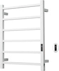 Heated Towel Racks for Bathroom, Wall Mounted Electric Towel Warmer Racks with Timer & Temperature Control, Stainless Steel Towel Heater for Bathroom (Square-White 6 Bars)