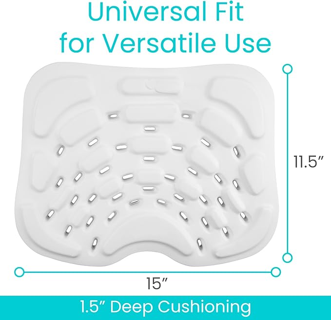 Vive Shower Seat Cushion - Comfortable Support for Pain Relief - Waterproof, Soft Padded & Non Slip for Tub Chairs, Transfer Benches, Bath Stool, Bathtubs - for Seniors, Elderly, Handicap & Disabled