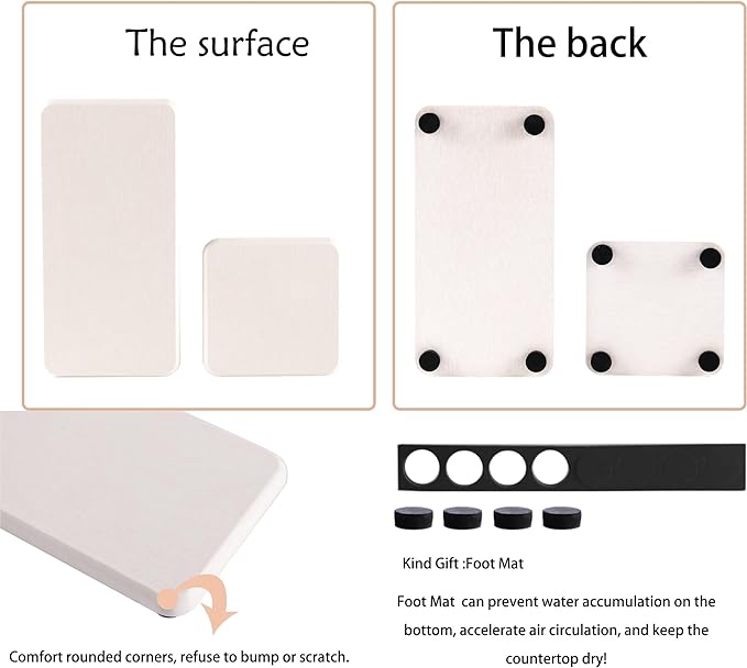 NiuYichee Set of 4 Water Absorbent Diatomite Coasters, Diatomaceous Earth Kitchen Soap Dish, Bathroom Trays, Water Absorbing Stone Used for Hand Soaps & Plants & Toiletries in The Modern Home