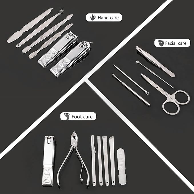 Nail Clippers Set Men Personal Care Tools Accessories Professional Manicure Pedicure Kit with Travel Case Nail Grooming Kit Gifts for Men Women Father Mother
