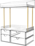 SNSLXH Makeup Organizer Bathroom Storage- 4 Tier 4 Drawer Makeup Storage, Transparent Clear Cosmetics Organiser, Ideal for Cosmetic Perfume Skincare, for Countertop, Bathroom, Office Supplies, Dresser