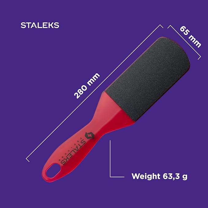 STALEKS PRO Expert 10 Type 2 Plastic Foot File (80/120 Grit) – Ergonomic Double-Sided Pedicure Tool for Corns & Medium Roughness Skin