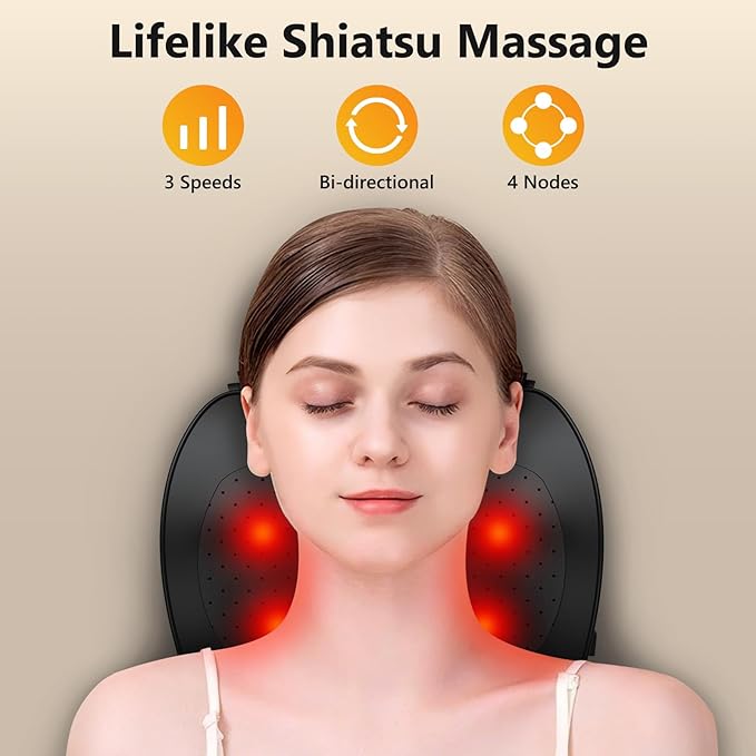 iKristin Back Massager,Back and Neck Massager with Heat,Shiatsu Deep Tissue Back Massager,Electric Massage Pillow for Shoulders,Legs,Foot,Body Muscle Relief,Neck Massager for Women/Men/Dad/Mom