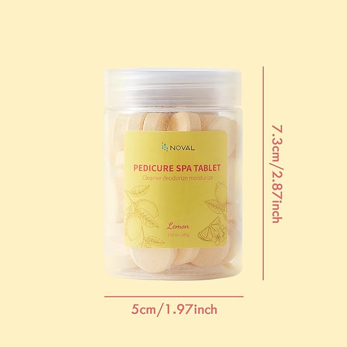 NOVAL Pedicure Supplies Spa Tablets Foot Bath Foot Soak for Softening Skin Care，Lemon Scent