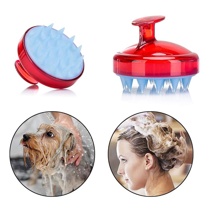 INVODA 2PCS Scalp Massager Shampoo Brush Soft Silicone Bristles for Dandruff Removal & Hair Growth, Waterproof Wet/Dry Use, Men, Women & Pets