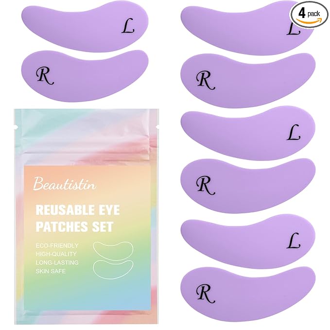 Under Eye Patches Silicone - 4 Pairs Reusable Eye Wrinkle Patches, Reusable Under Eye Mask, Plump Fine Lines & Wrinkles, Purple