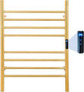 8-Bars Gold Heated Towel Rack–23" Wall Mounted Towel Warmer with Timer & Temperature Control, Stainless Steel