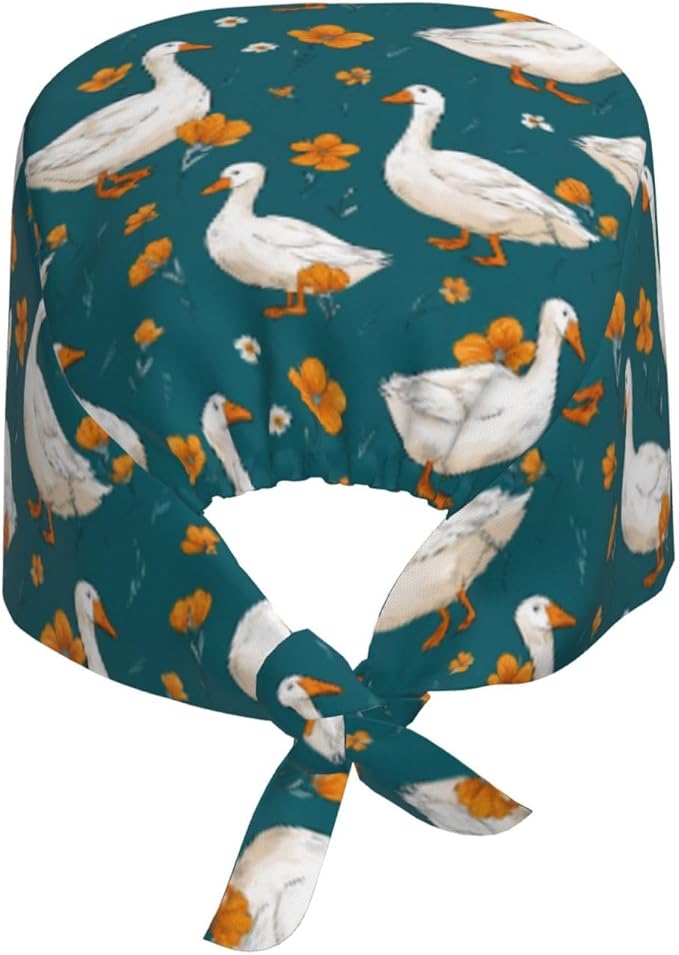 Alligator Ice Cream Working Cap, Scrub Cap with Sweatband, Adjustable Tie Back Hat Breathable Headgear for Women/Men