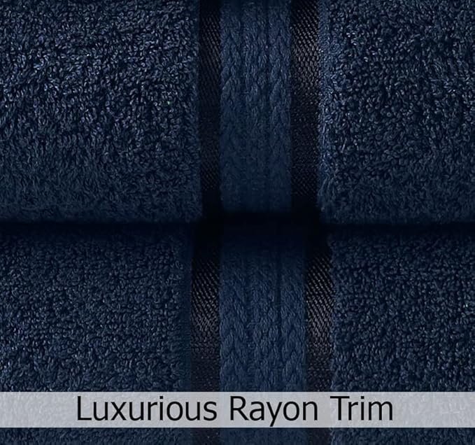 COTTON CRAFT Ultra Soft Washcloths - 12 Pack 100% Cotton Facecloths - Baby Wash Cloths - Absorbent Quick Dry Everyday Luxury Bathroom Kitchen Spa Gym Pool Dorm - Plush 580 GSM - 12x12 - Navy