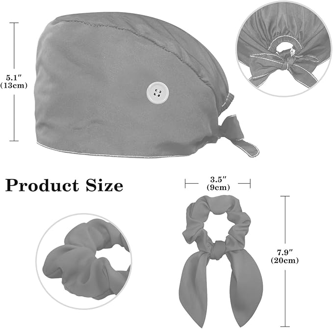 Scrub Cap with Hair Scrunchy, Ponytail Holder Surgical Cap