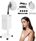 600W Vertical Nano Hair Steamer Dyeing Machine, Hair Oil Machine Freestanding Ozone Micro Mist Hair Steamer with Steam Cap and Hose Attachment for Salon Spa Equipment (White)