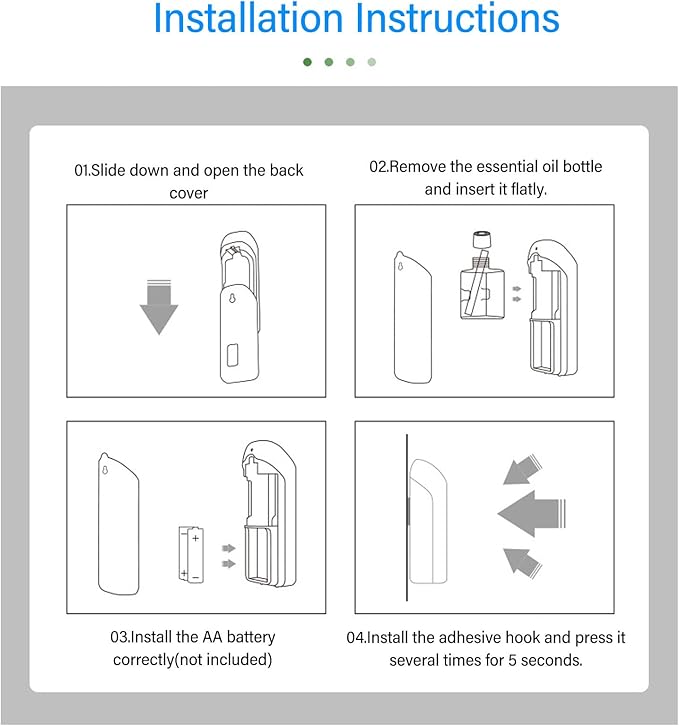 Automatic Essential Oil Diffuser, Wall Mount Standing Scent Fragrance Dispenser with Timed Misting Customized Scents Quiet Electric Air Freshener Spray Dispenser for Bathroom