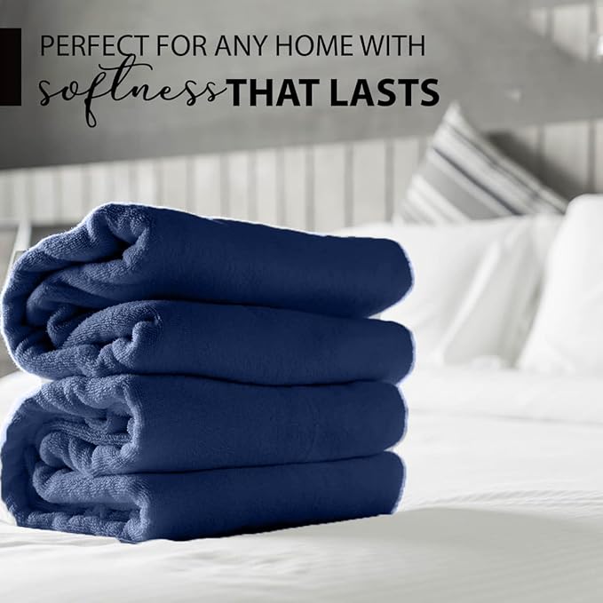 KAHAF COLLECTION 100% Cotton Bath Towels, Navy 24x48 Pack of 6 Towels, Quick Dry, Highly Absorbent, Soft Feel Towel, Gym, Spa, Bathroom, Shower, Pool, Luxury Soft Towels (24x48-6 Pack, Navy)