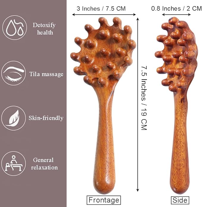 OULIGET Wooden Trigger Point Massage Tool,Sandalwood Comb Head Massager,Gua Sha Comb Tool for Headache,Back,Neck,Shoulder Relaxation